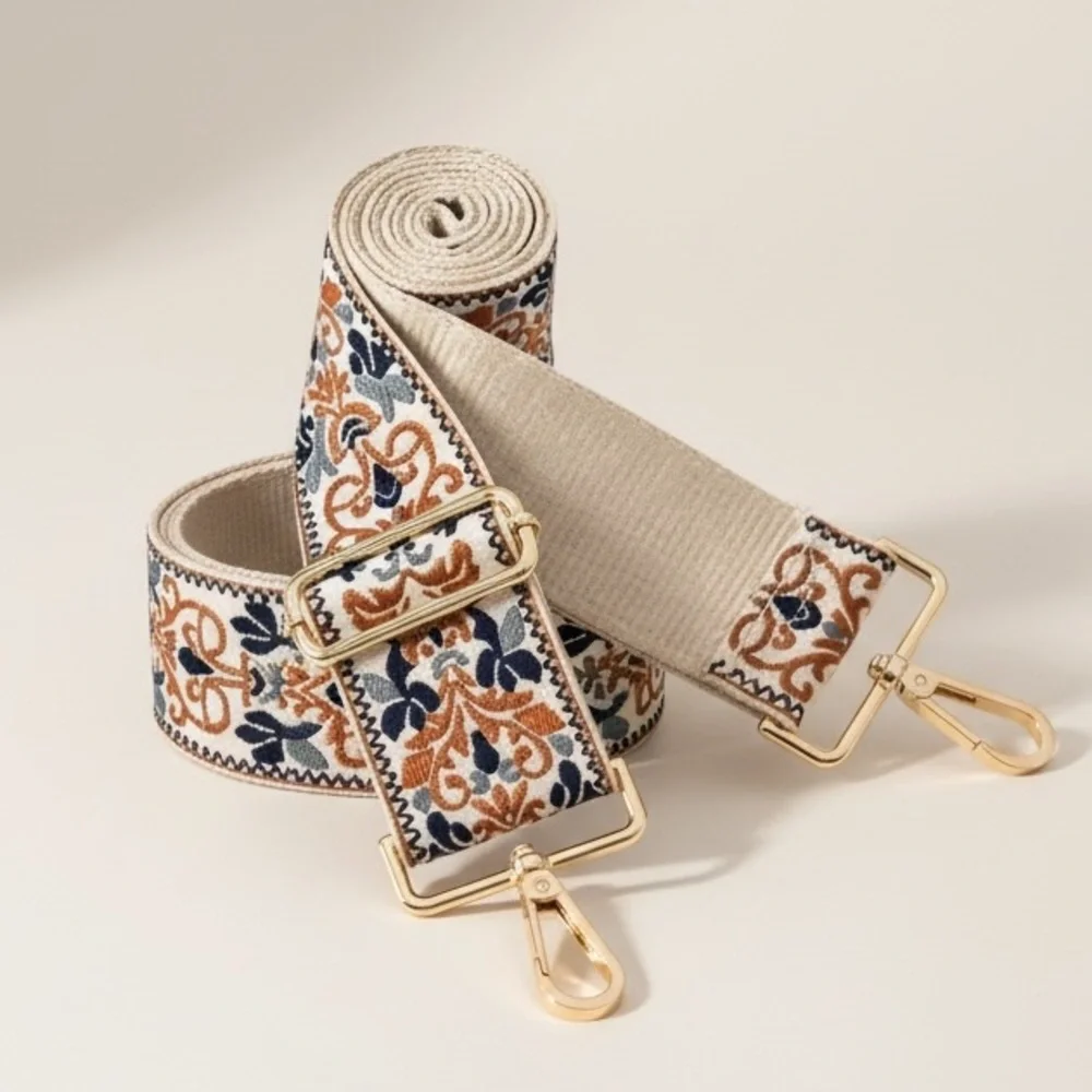 Embroidered Adjustable Shoulder Strap – 1.97” Boho Chic Crossbody Strap